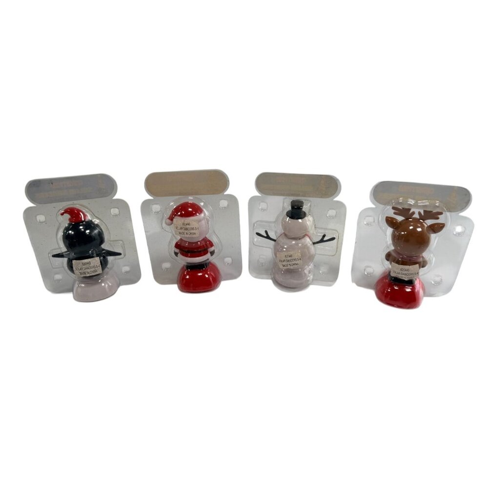 NOS Lot of 4 Christmas Solar Dancers Sun Toys Santa Snowman Penguin Reindeer - Picture 6 of 10